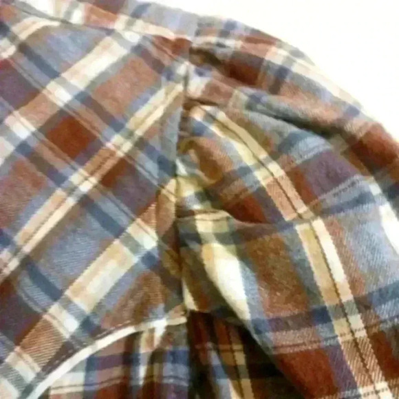 Western flannel button down blue brown vintage appeal. Pearl look buttons. Sz Lg - Picture 6 of 11